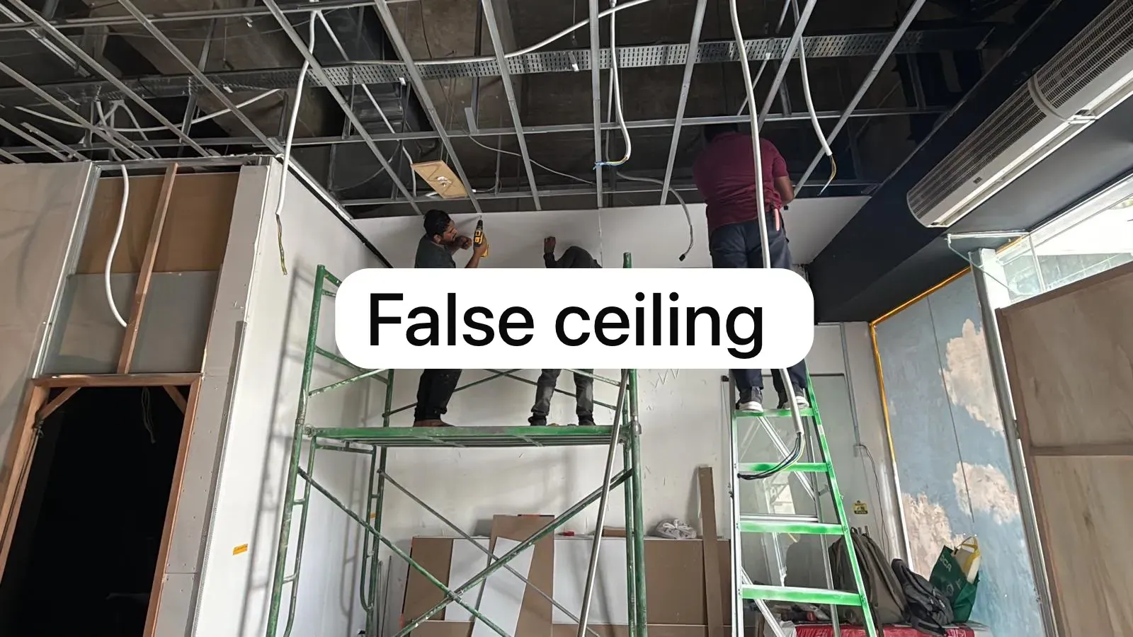 Real modern recessed false ceiling with warm ambient cove lighting