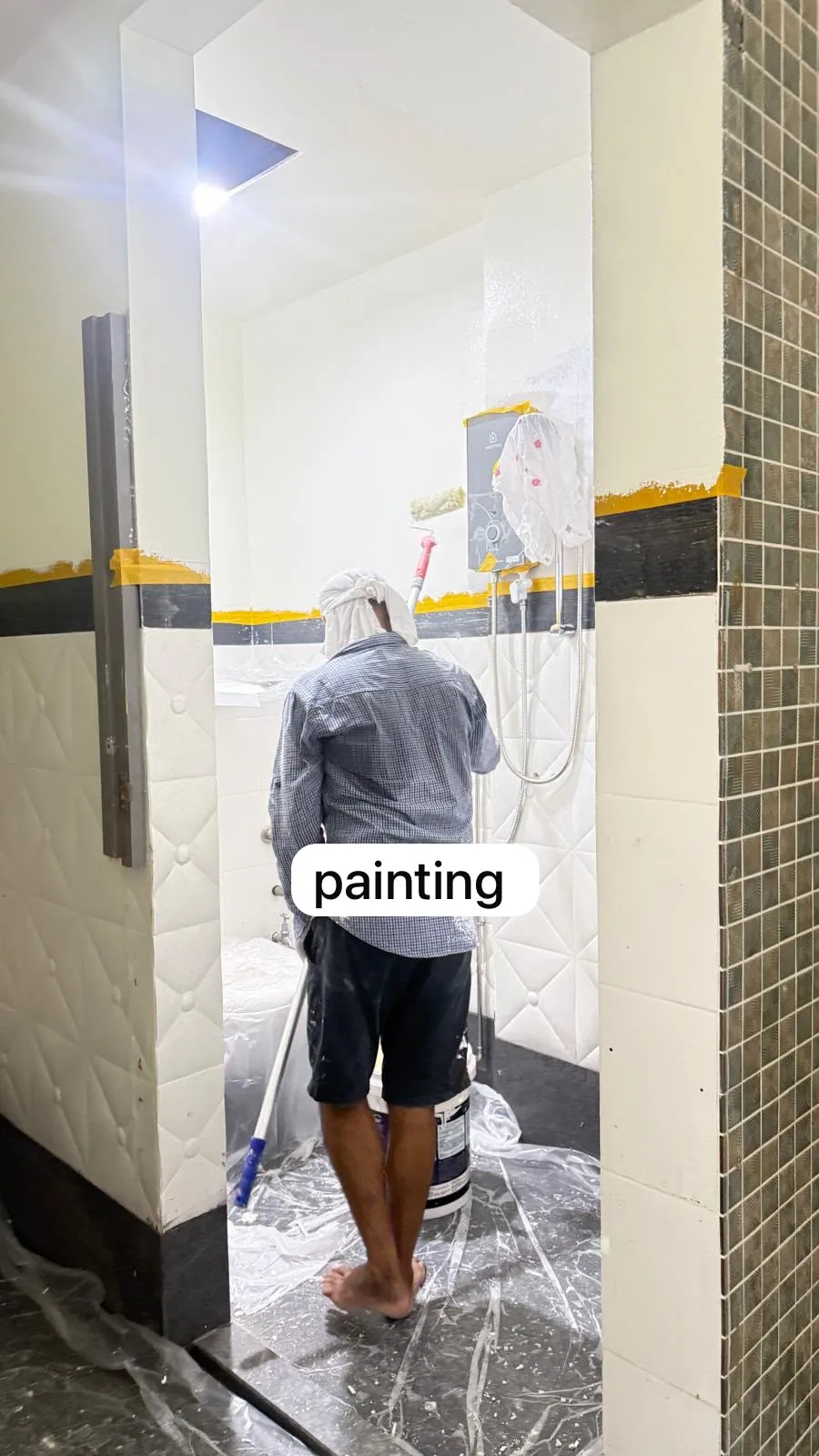 Freshly painted interior room showing crisp wall edges and uniform roller application